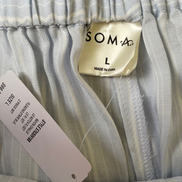 NWT Soma 100% Rayon Challis Blue and White Stripe Pajama Set - Picture 15 of 16